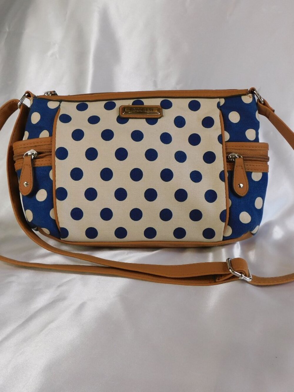 Rosetti Blue and White Polka Dot Handbag in Maddie New with Tags